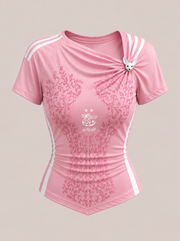 Sahara Rose jersey manches courtes femme algérienne motifs floraux rose blanc